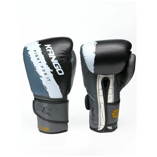 Перчатки боксерские Kango BAK-022 Black/Grey/White Буйволиная кожа 12 унций