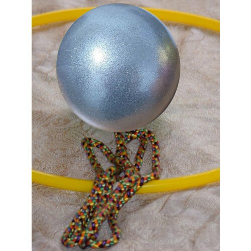 Мяч для художественной гимнастики с блёстками d 15 см. Серебристый