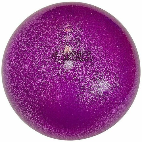 Мяч для художественной гимнастики LUGGER d=19 см, однотонный, с блестками (фиолетовый)