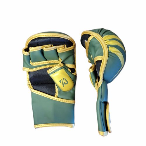 Перчатки для ММА Rage fight gear хаки с золотым L