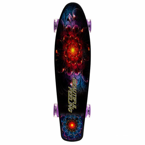 Скейтборд, для детей дека 57х15 см, колеса светятся, фиолет