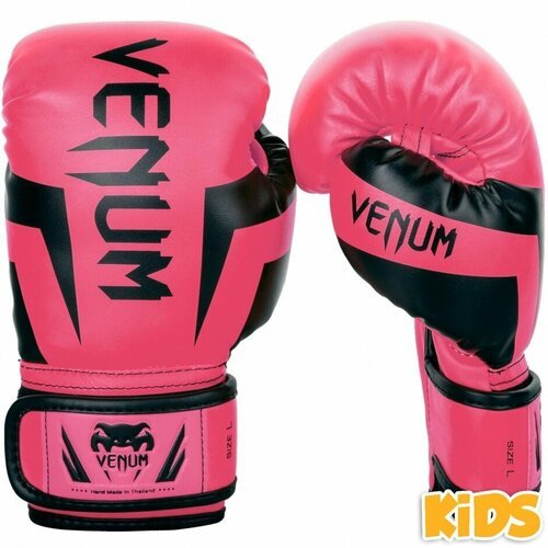 Детские боксерские перчатки тренировочные Venum Elite - Fluo Pink (8 oz)
