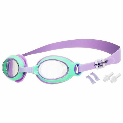 ONLYTOP Очки для плавания детские ONLYTOP, беруши, набор носовых перемычек, цвет фиолетовый/зелёный