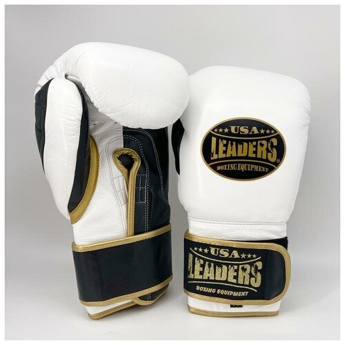Спаринговочные перчатки Elite Soft Gloves (White Black Gold) - Leaders - Белый - 18 oz