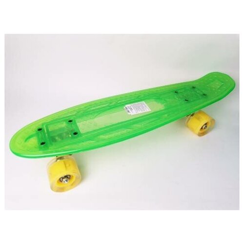Скейтборд пластик 22*6', шасси Al, колёса PU 60*45мм свет, подсветка деки, зелёный