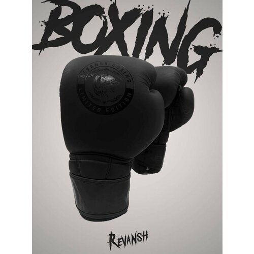 Боксерские Перчатки из натуральной кожи REVANSH PRO TOP BLACK 12 унций