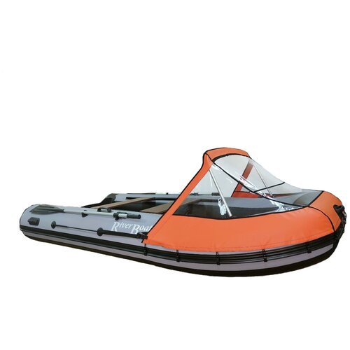 Носовой тент прозрачный для лодки ПВХ 450-490 (оранжевый)