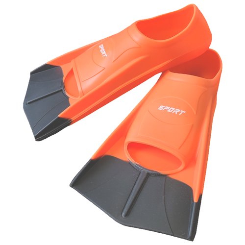 Ласты для плавания и тренировок короткие размер 36-38 оранжево-черные