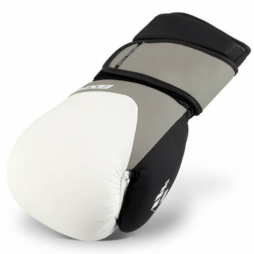 PunchTown боксерские тренировочные перчатки черно- серые BXR eX2 (Кожа, PunchTown, 16 унций, Черно- серый-белый) 16 унций