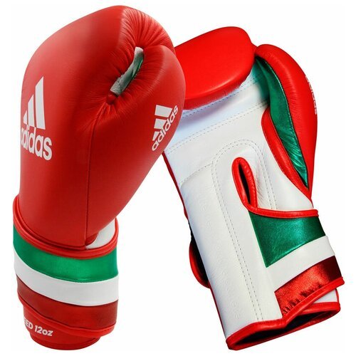 Перчатки боксерские AdiSpeed красно-бело-зеленые (вес 18 унций, красно-бело-зеленый)