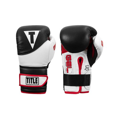 Боксерские перчатки TITLE Boxing Gel Suspense Black/White (14 унций)