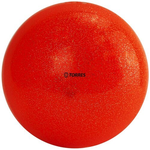 Мяч для художественной гимнастики TORRES AGP-19-06, диаметр 19см, оранжевый с блестками