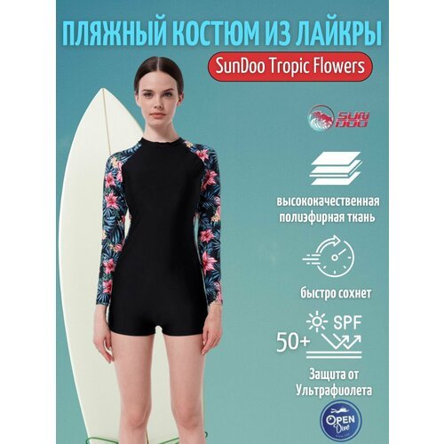 Гидрокостюм женский короткий из лайкры OpenDive Tropic Flowers размер L