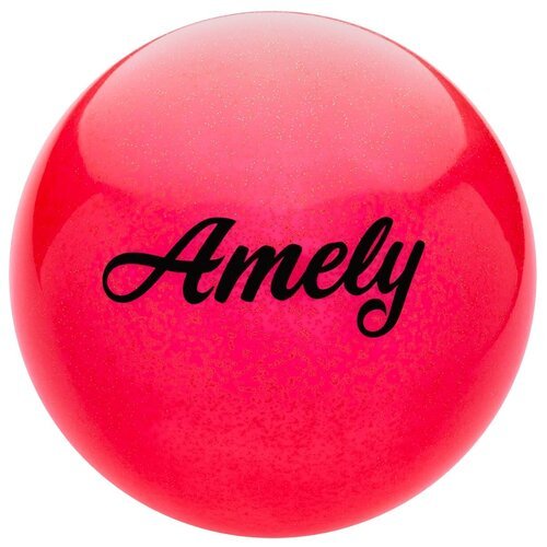 Мяч для художественной гимнастики Amely AGB-102, 15 см, красный с блестками