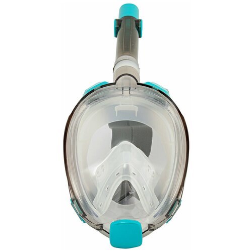 Полнолицевая маска для плавания (снорклинга) SARGAN Галактика Премиум цвет прозрачный/бирюзовый (S/M)