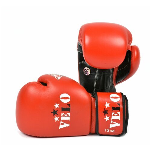 Перчатки бокс VELO AIBA (кожа) 12 oz цвет: красный