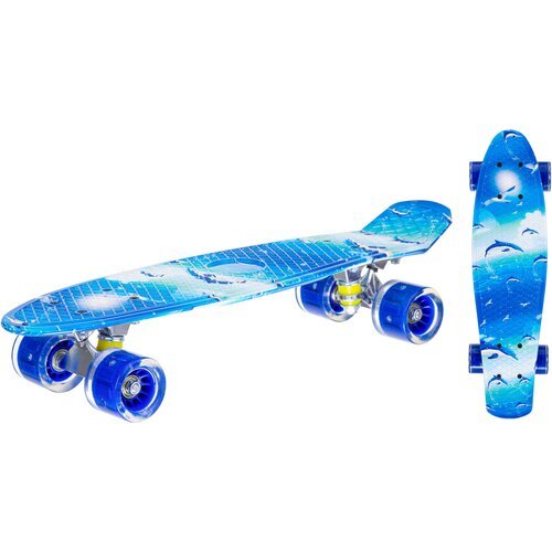 Скейтборд пластиковый детский. синий с принтом. арт. IT106601