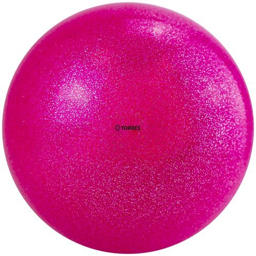 Мяч для художественной гимнастики однотонный Torres арт. AGP-19-01, диам. 19 см, ПВХ, розовый с блестками