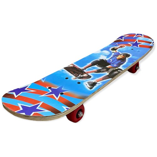 Скейт борд детский деревянный 59*14 см / пенни борд / лонгборд / skateboard / мини круизер голубой