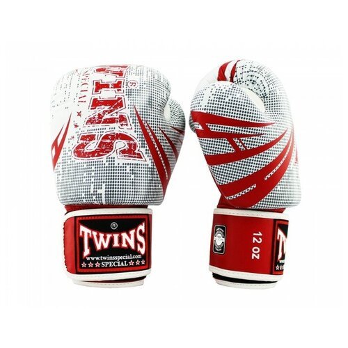 Боксерские перчатки Twins fbgvl3-tw5 fancy boxing gloves бело-красные (Кожа, TWINS, 14 унций, Бело- красный) 14 унций