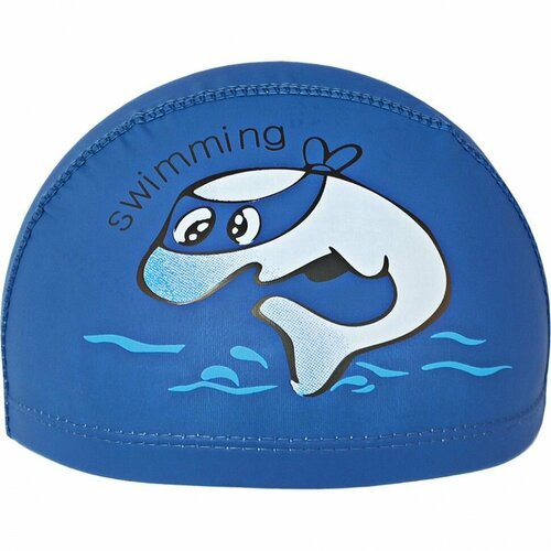 Шапочка для плавания детская Дельфин E41277, ПУ, темно синяя