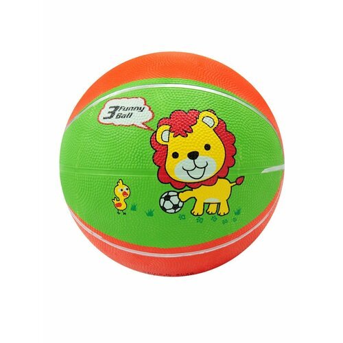 Мяч баскетбольный №3 мини 15 см Львенок зелено-оранжевый 85305-KR9
