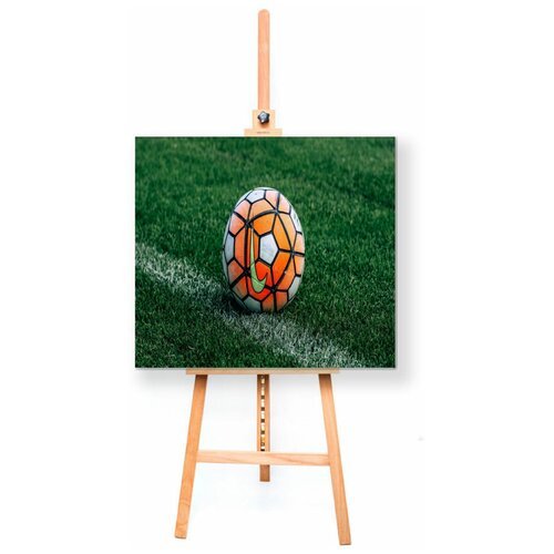 Интерьерная картина Coolpodarok Футбол Футбольный мяч Найк Оранжевый Трава