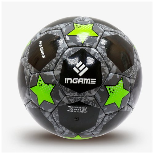 Мяч футбольный INGAME PRO BLACK, черно-зеленый