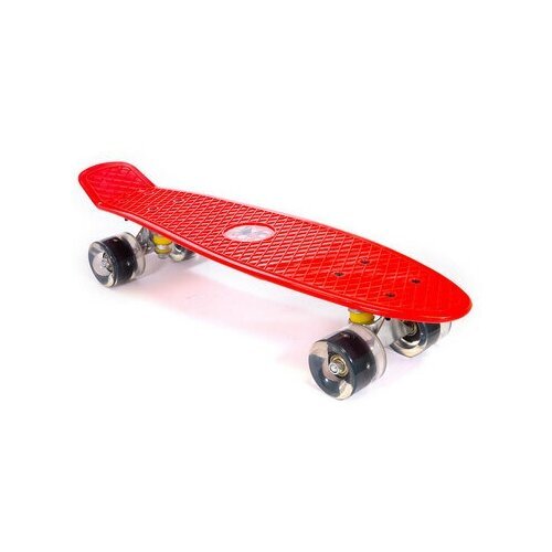 Скейтборд TRIX мини 22' 56 см , пластик, подвеска-алюм, колеса светящиеся PU 45х60 мм черные, ABEC 7, красный