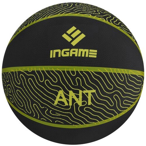 Мяч баскетбольный резиновый INGАME ANT, размер 7, черно-желтый