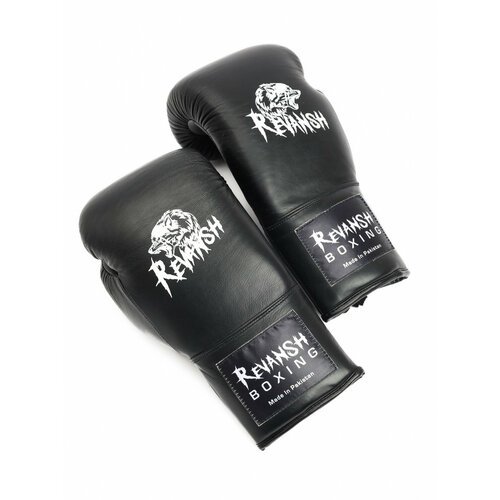 Боксерские перчатки спарринга-мягкие, черные кожа натуральная - Revansh - Черный - 14 oz