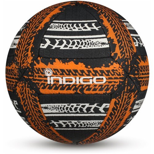Мяч футбольный №5 IN157 INDIGO STREET GAME для игры на асфальте (PU прорезиненный) Бело-черно-оранжевый