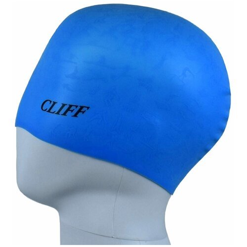 Шапочка для плавания CLIFF силиконовая, с рельефом, голубая