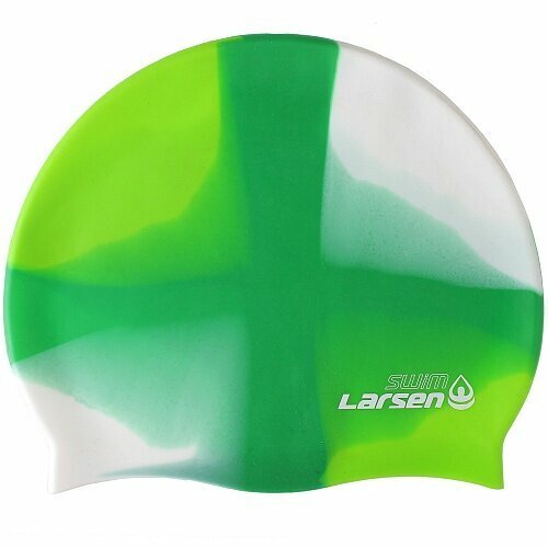 Шапочка плавательная Larsen Swim MC49, силикон, зеленый/белый
