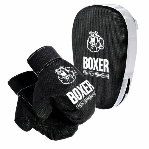 Боксерские игровые перчатки детские с лапой для бокса MEGA TOYS / спортивные игры для детей от 3 лет