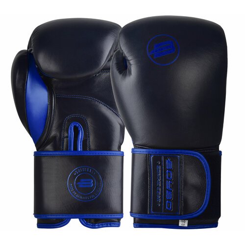 Перчатки боксерские BOYBO Rage BBG200 кожа, черный/синий, р-р, 14 OZ