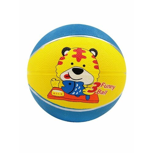 Мяч баскетбольный №3 мини Тигренок с рыбой желто-синий 85305-KR11