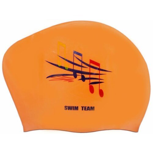 Шапочка для плавания для длинных волос SWIM TEAM ноты: KW-N (Оранжевый)