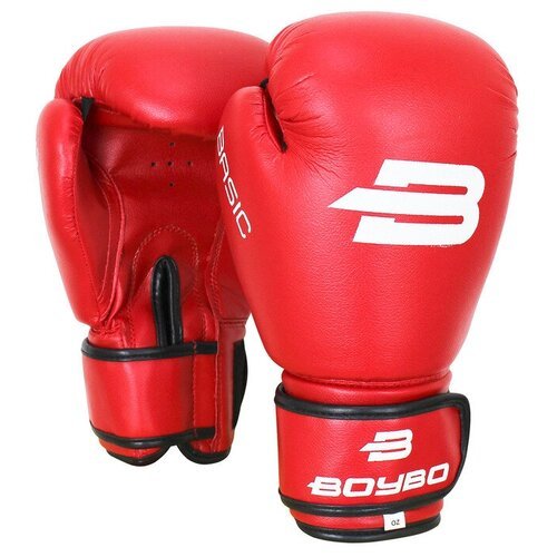 BoyBo Перчатки боксёрские BoyBo Basic к/з, 6 OZ, цвет красный