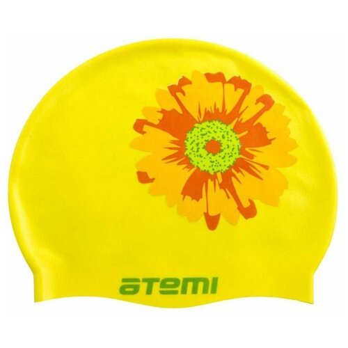 Шапочка для плавания Atemi, силикон, жёлтая (цветок), PSC415