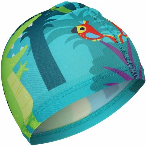 Детская тканевая шапочка 'Африка' для купания и плавания в бассейне, обхват 46-52 см, цвет голубой/зелёный