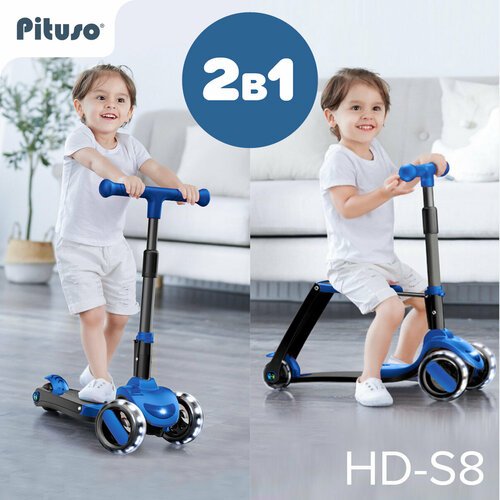 Детский 3-колесный городской самокат Pituso HD-S8, синий