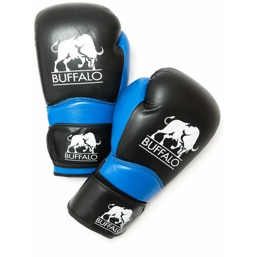 Перчатки боксерские Buffalo кожаные на липучке Black/Blue