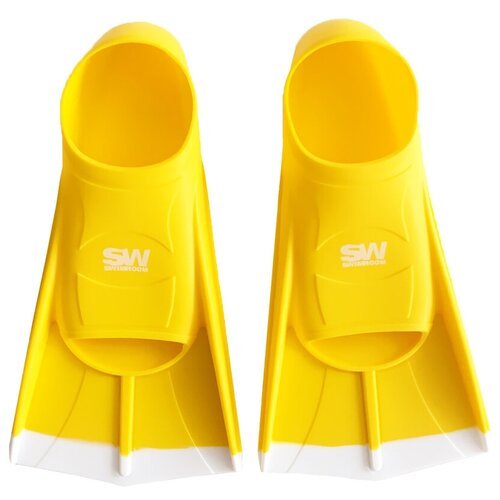 Силиконовые короткие ласты для плавания / бассейна SwimRoom 'Short Fins', Размер 36-38, Цвет желтый с белым