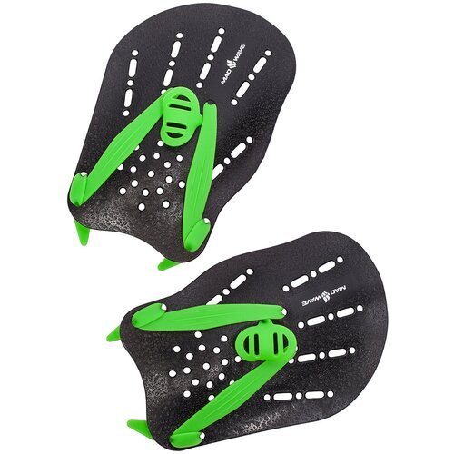 Лопатки для плавания MAD WAVE Paddles, черный/зеленый