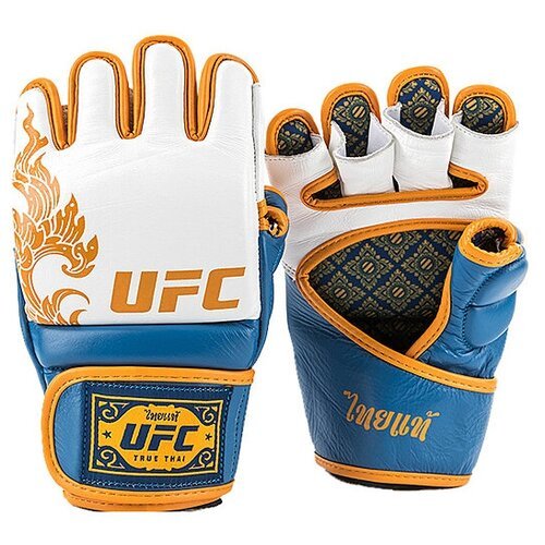 Перчатки UFC Premium True Thai MMA для грэпплинга белый/синий (размер L)