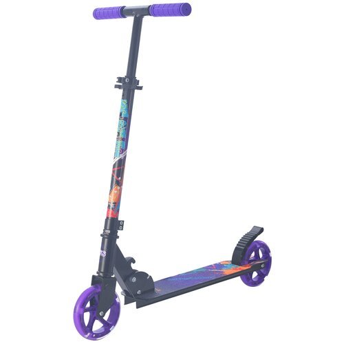 Самокат Funny Scoo Самокат Sportsbaby Street Art MS-140 фиолетовый со светящимися колесами
