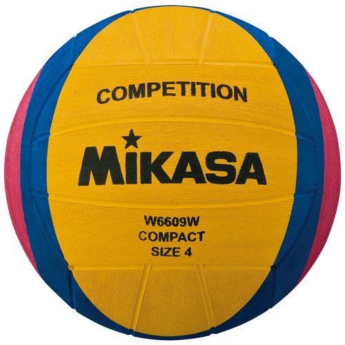 Мяч для водного поло MIKASA W6609W р.4, жен, резина, вес 400-450гр, дл. окр.65-67см, жел-син-роз