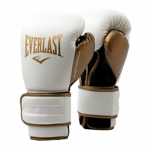 Боксерские перчатки тренировочные Everlast Powerlock PU 2 - Белый/Золотой (16 oz)