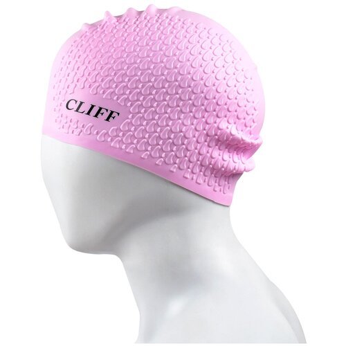 Шапочка для плавания CLIFF силиконовая CS17, для длинных волос, розовая